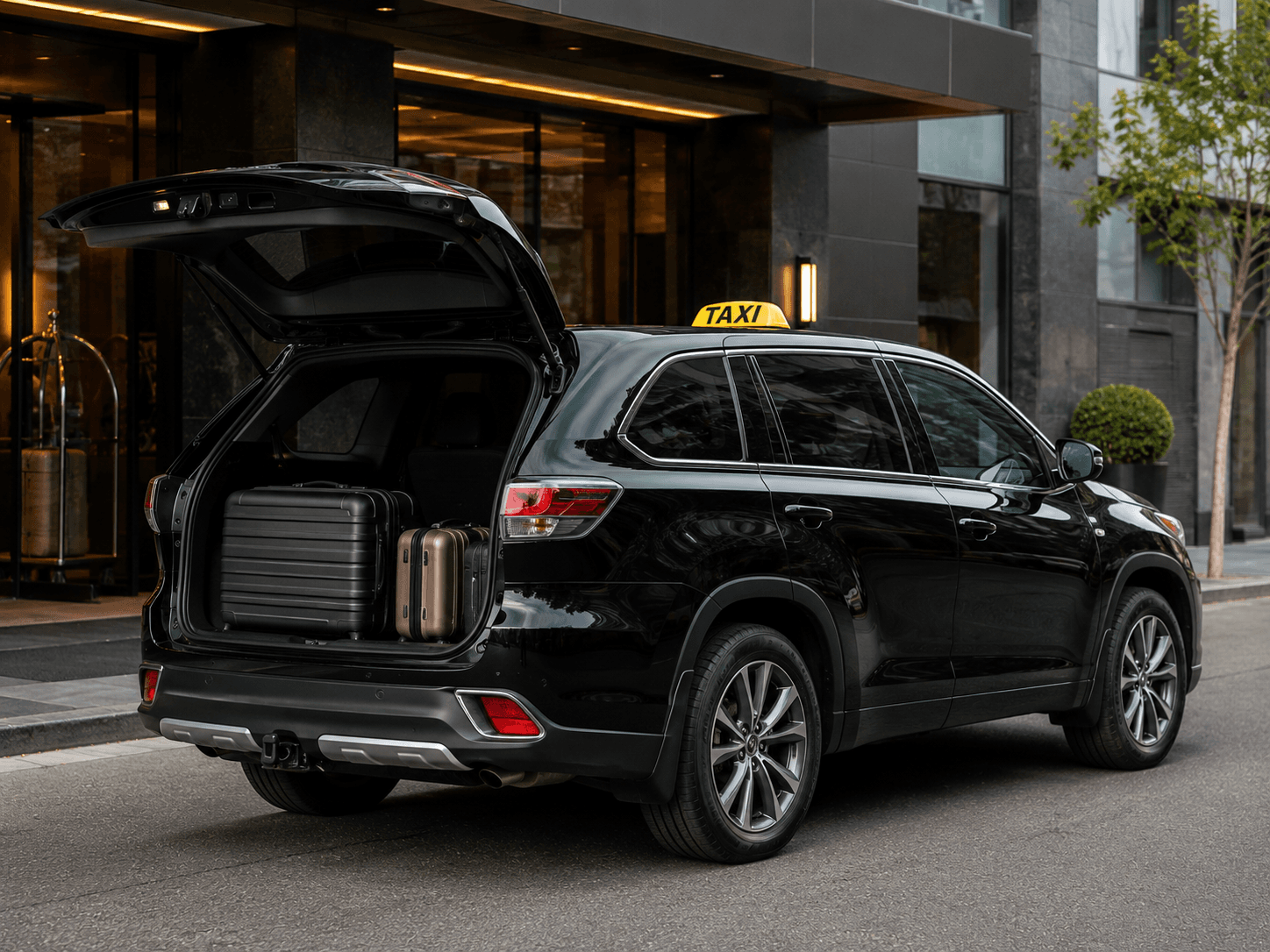 Black SUV taxi with luggage space, used for Melbourne airport transfers